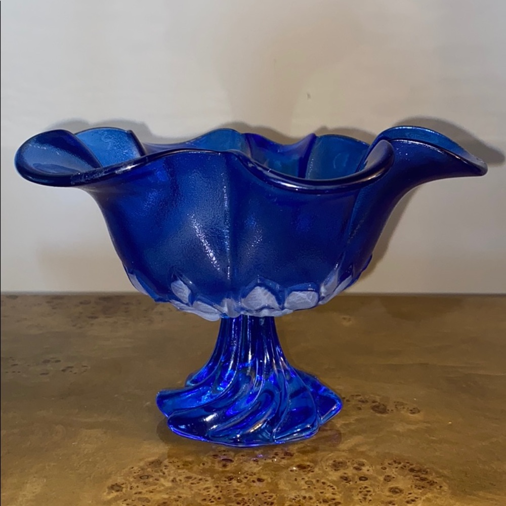 Crystal Blue Flower Bowl
